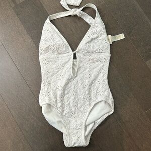 Kate Spade one piece plunge halter swimsuit in size M